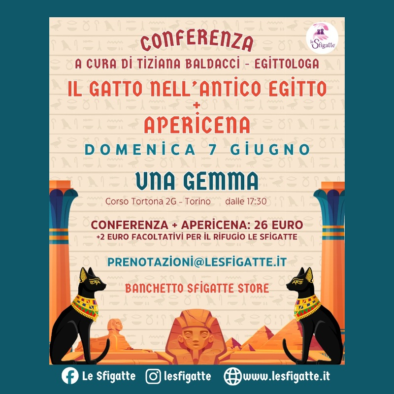 Apericena + Conferenza “Il gatto nell'antico Egitto" | Associazione Le Sfigatte